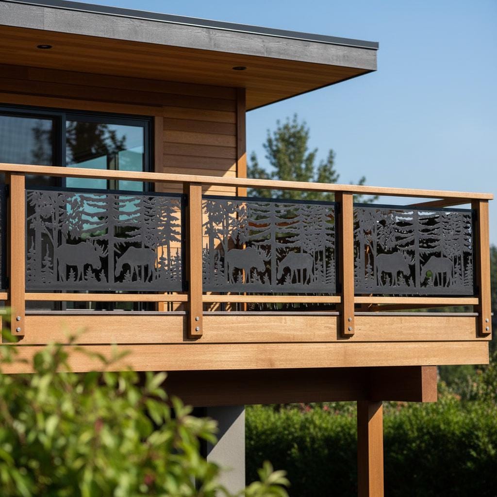 Moose Railing Panel, Rustic Cabin Stair Insert, Wildlife Aluminum Guard ...