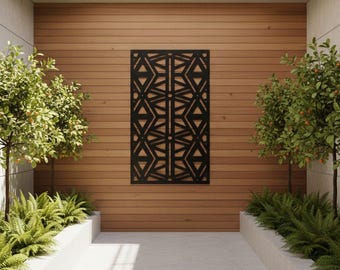 Modern Geometric Aluminum Wall Art, Indoor Outdoor Privacy Panel, Contemporary Architectural Decor