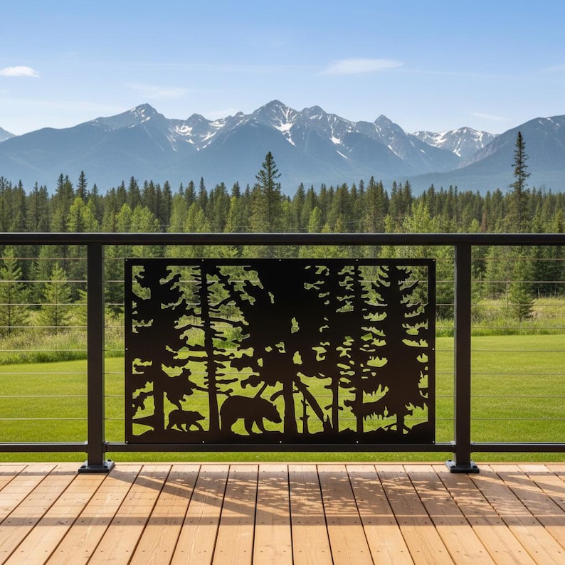 Wildlife Railing Bear Deck Railing Panel, Rustic Aluminum Wildlife Cabin Decor - Etsy