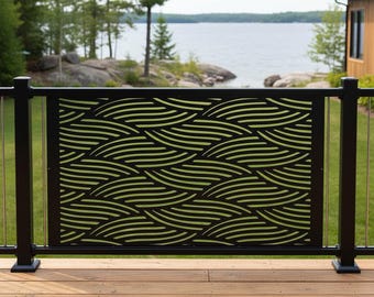 Mid Century Deck Privacy Screen Panel, Aluminum Outdoor Divider, Garden Screen Insert
