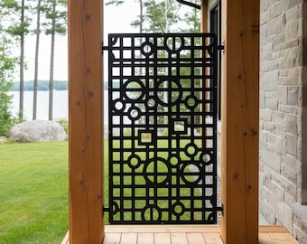 Bold Abstract Aluminum Privacy Panel, Modern Backyard Screen, Artistic Fence Feature