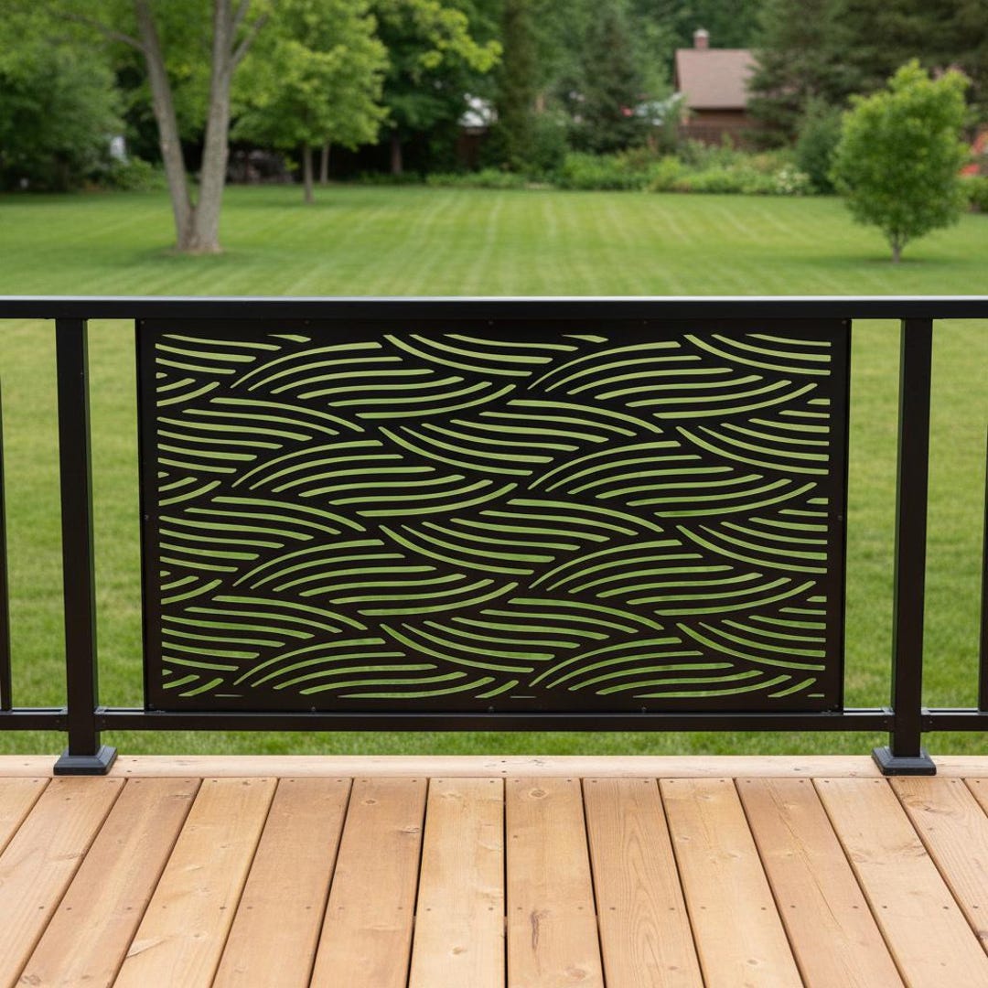 Mid Century Metal Garden Privacy Screen, Modern Outdoor Fence Panel ...