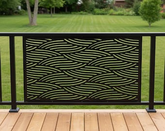 Mid Century Metal Garden Privacy Screen, Modern Outdoor Fence Panel, Decorative Backyard Divider