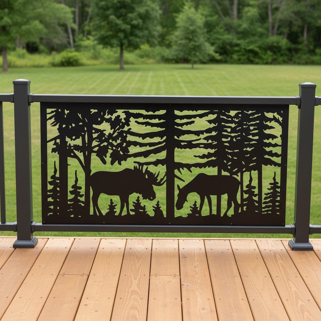 Moose Railing Panel, Rustic Cabin Stair Insert, Wildlife Aluminum Guard ...