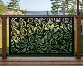 Organic Modern Leaf Privacy Panel, Aluminum Outdoor Screen, Botanical Fence Art