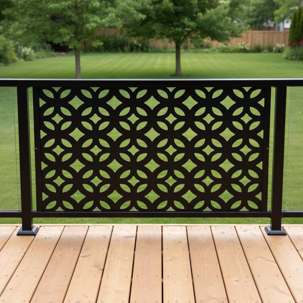 Geometric Modern Railing Panel, Metal Privacy Insert for Deck and Porch ...