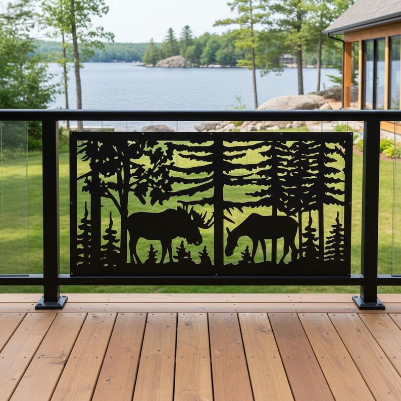 Moose Railing Panel, Rustic Cabin Stair Insert, Wildlife Aluminum Guard ...