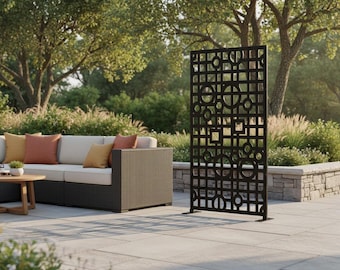 Minimal Abstract Privacy Screen, Modern Aluminum Fence Panel, Contemporary Deck Divider