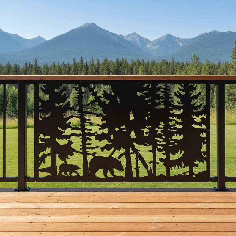 Wildlife Railing Bear Deck Railing Panel, Rustic Aluminum Wildlife Cabin Decor - Etsy