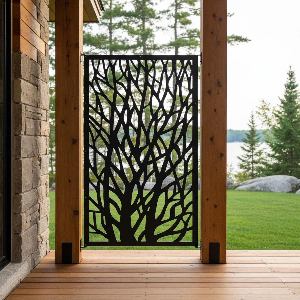 Luxury Tree Branch Privacy Panel, Designer Garden Metal Screen ...