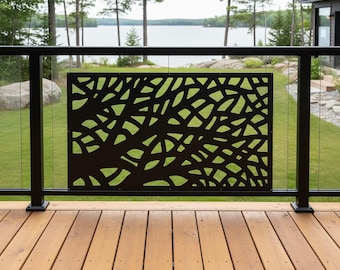 Minimal Tree Branch Privacy Divider, Nature Aluminum Fence Panel, Contemporary Garden Screen