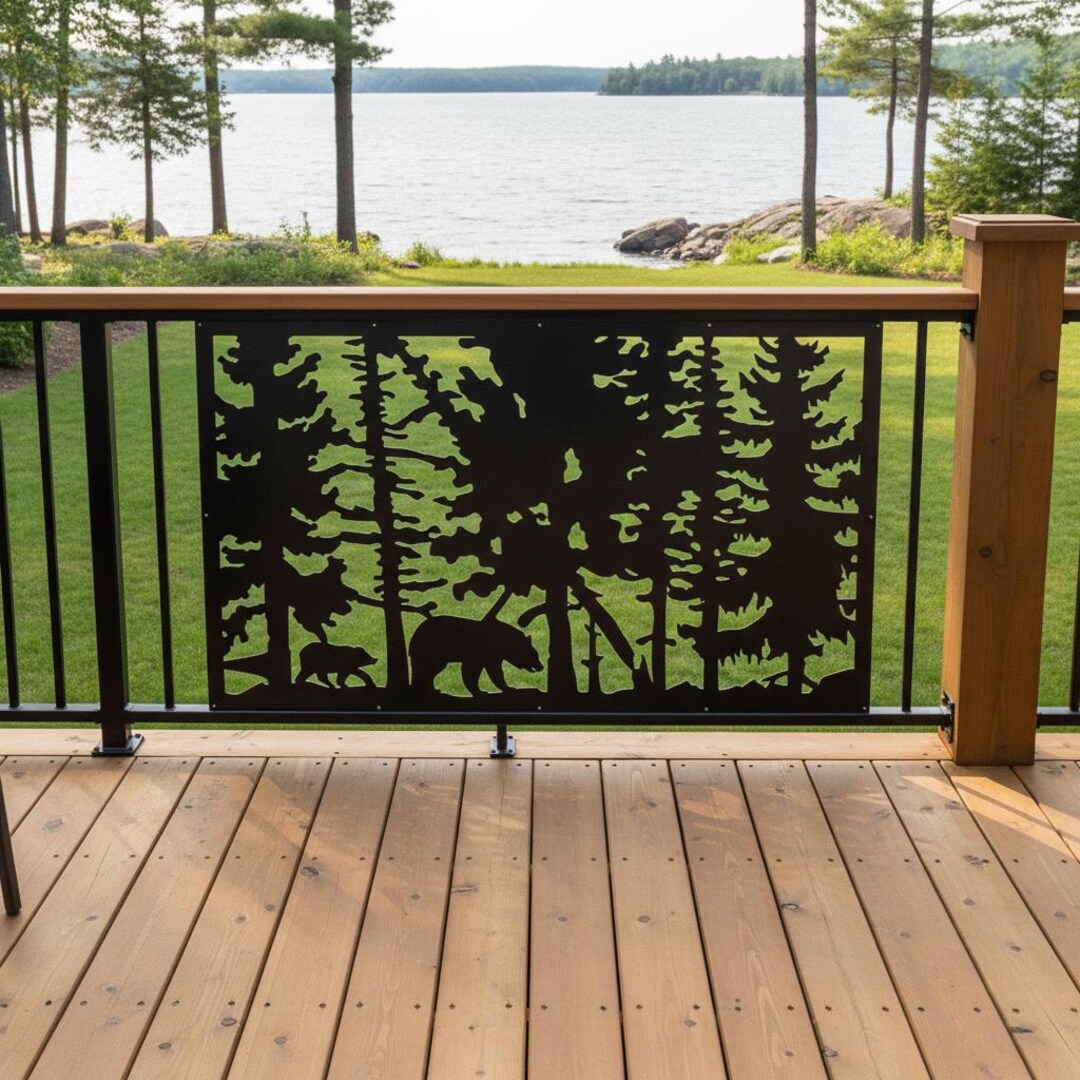 Bear Deck Railing Panel, Rustic Aluminum Wildlife Cabin Decor - Etsy