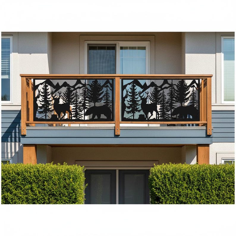 Bear and Deer Aluminum Deck Railing Insert, Rustic Cabin Decor - Etsy