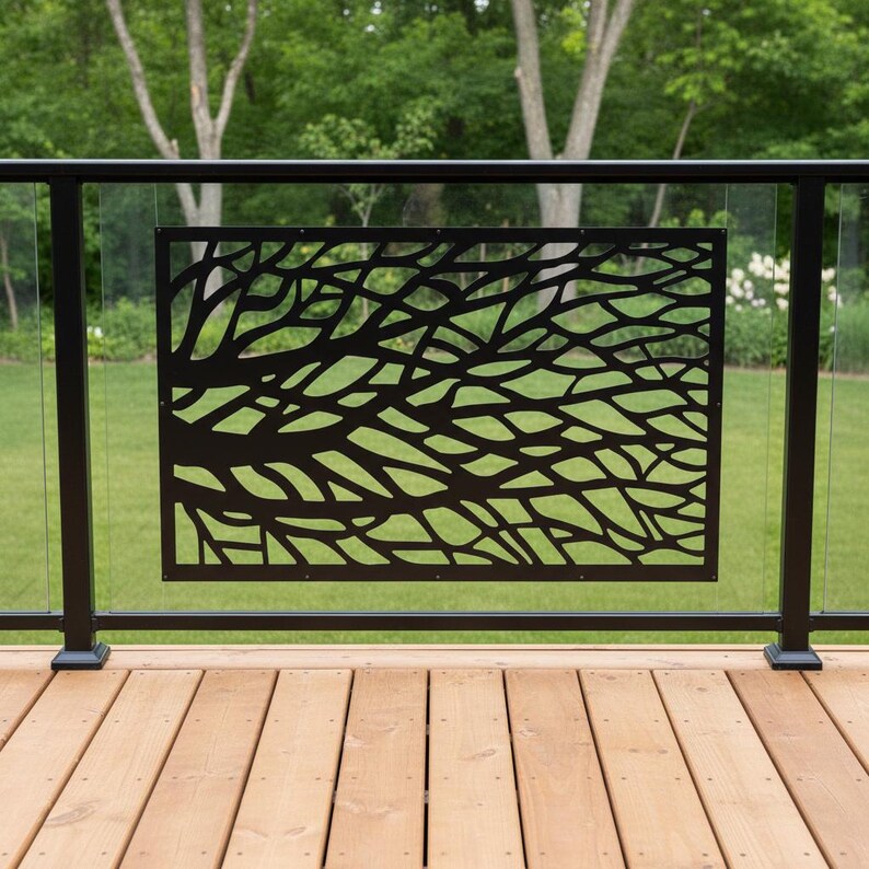 Contemporary Tree Branch Fence Panel, Woodland Privacy Screen, Modern ...