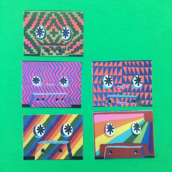 5 Pack Cassette Tape Stickers Etsy