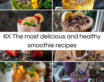 6X De lekkerste en gezondste smoothie-recepten E-book: gezond recept, Hoe word je fit en gezond, printbaar, pdf, direct downloaden