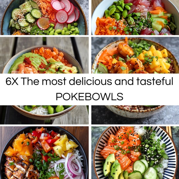 6X The most delicious and tasteful POKEBOWLS E-book: healthy recipe, How to get fit and healthy, printable, pdf, instant download