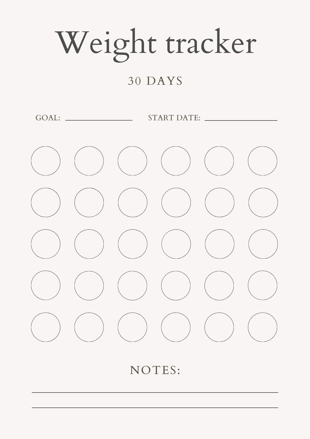 30 Days Weight Tracker, Instant Download, Daily Weight Tracker, Weight ...