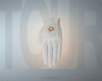 Premium Leather White Golf Glove With Magnetic Metal Keepsake Ball Marker