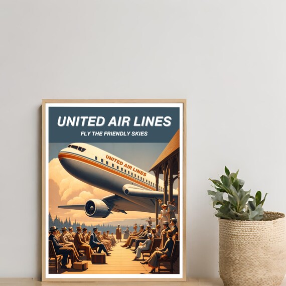 United Airlines Travel Poster - Etsy Israel