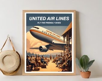 United Airlines Poster, United Airlines Print Tailplane