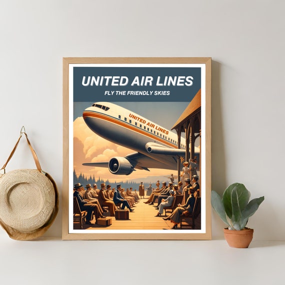 United Airlines Travel Poster - Etsy Israel
