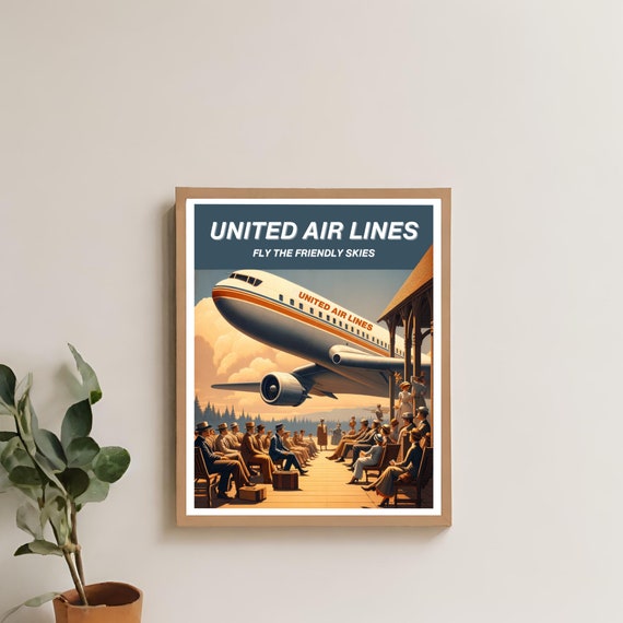 United Airlines Travel Poster - Etsy Israel