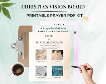 Einfaches Gebets-Visions-Kit 2026, minimalistisches christliches Visions-Board, bearbeitbares Gebets-Journal Canva Pdf