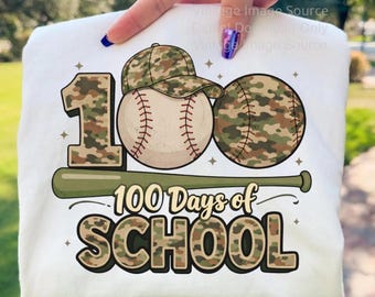 100 TAGE SCHULE Baseball Png, Kinder 100 Tage Schule Png, 100 Tage Camo Png, 100