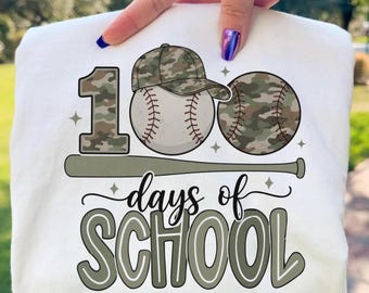 100 TAGE SCHULE Png, 100 Tage Schule Baseball Png, Camo Baseball Design, 100