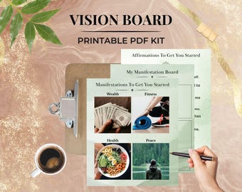 Einfaches 2026 VISION BOARD KIT, Minimalistische Vision Board druckbare Vorlage, druckbare Pdf & bearbeitbare Canva Vorlage, 2026 Manifestation Guide