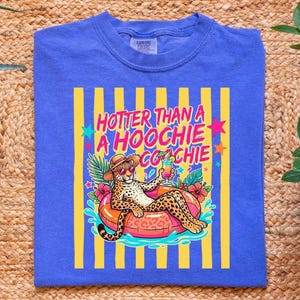 HOTTER THAN A Hoochie Coochie PNG, Retro Summer Leopard Float Design, Funny Pool Party Graphic, Vintage Striped Sublimation Png