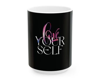 Taza "Ámate a ti mismo en negro"