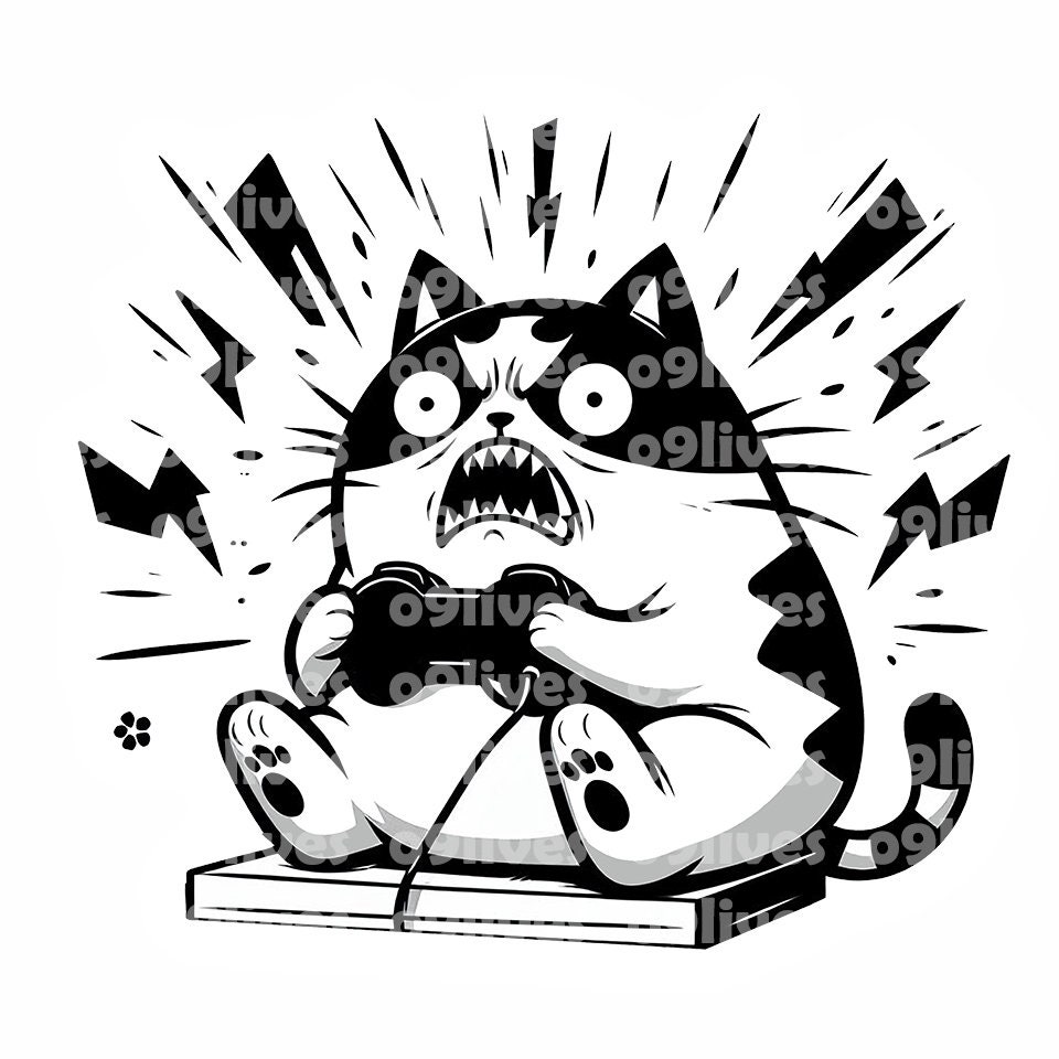 Cat Raging On A Computer Raging Cat Gamer Cat Gaming Cat Playing Clipart Sublimation Large ...