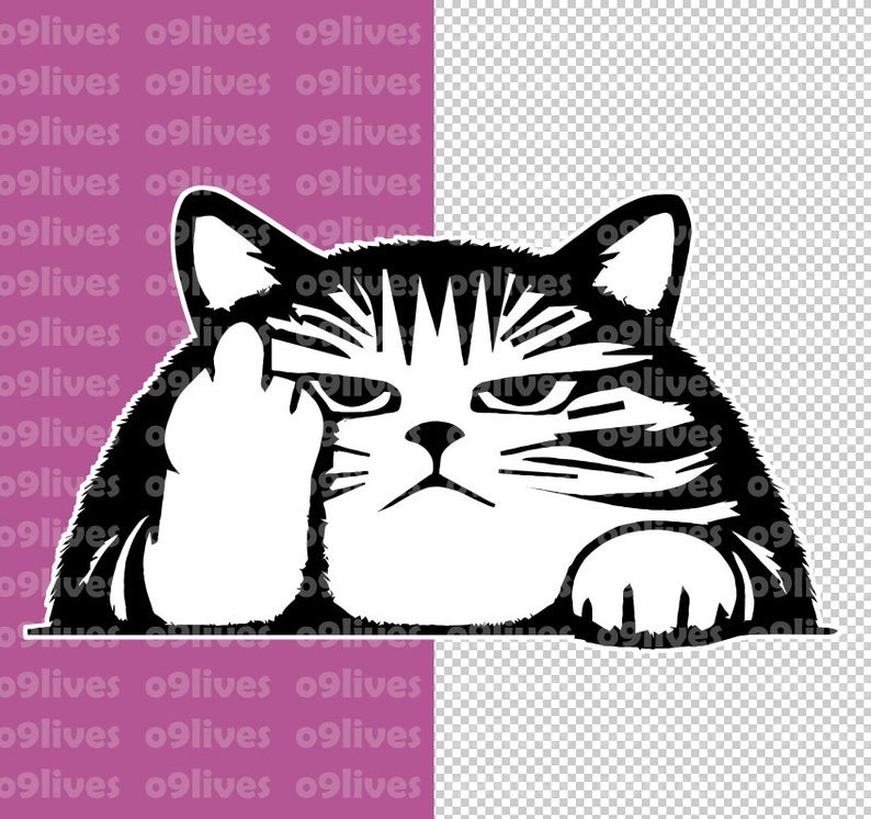 Middle Finger Cat Angry Cat Offensive Cat Clipart Sublimation Large ...