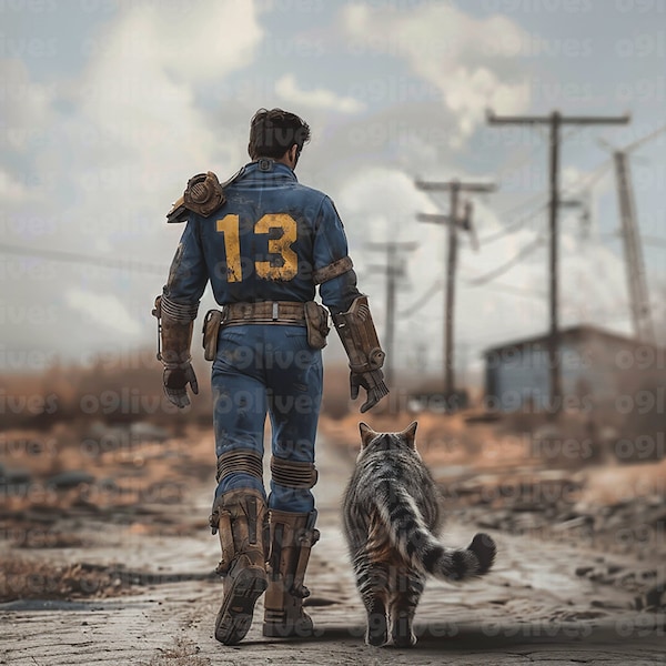 Original Vault 13 Vault Dweller Fallout Vault Suit Catmeat Sublimation Large  Wall Art PNG and Transparent Cutout Digital Download