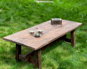 Reclaimed Coffee Table from 80 Year Old Walnut Door, Live Edge Furniture, Farmhouse Furniture , Reclaimed Wood, Rustic Coffee Table