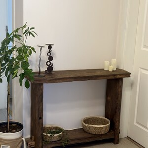 Reclaimed Wood Console Table Narrow, Oak Wood Console Table Modern Rustic, Narrow Entryway Table Wood, Rustic Entryway Console Table Oak zdjęcie 5