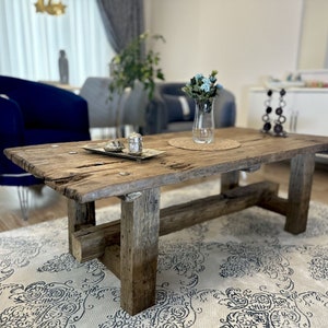 Rustic Reclaimed Oak Furniture, Wood Coffee Table, Rustic Reclaimed Wood, Furniture and Decor, Barnwood Coffee Table, Farmhouse Furniture image 10