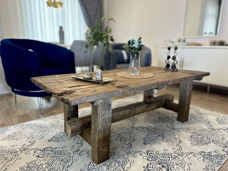 Rustic Reclaimed Oak Furniture, Wood Coffee Table, Rustic Reclaimed Wood, Furniture and Decor, Barnwood Coffee Table, Farmhouse Furniture image 10