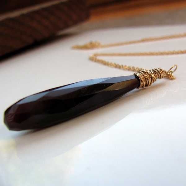 Espresso brown necklace chalcedony and 14K gold filled