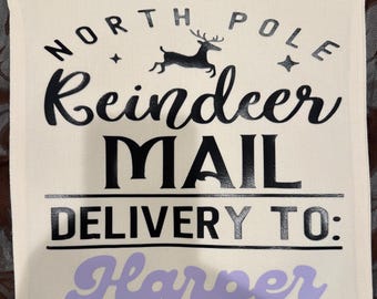 Personalized  13 x 12 Reindeer Mail Santa Sack