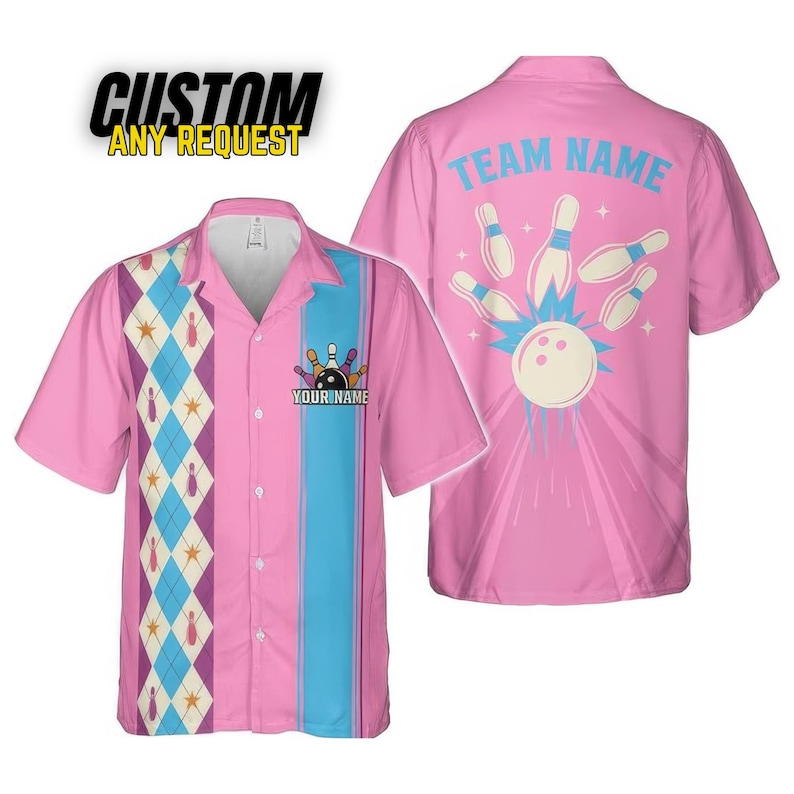 Personalized Retro Bowling Hawaiian Shirt, Custom Name Button Down Shirt, Matching Bowling Team Shirt, Bowling Lover Gift, Bowler Shirts BL3 image 7