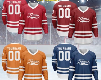 Custom Ice Hockey Jersey for Men Women Youth,Tshirt Personalized Name Number,Hockey Shirts Sports Uniform for Hockey Fans Gift H2