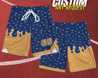 Baseball Ice Cream Drip Shorts ,Boys Baseball Gifts,Custom Jersey Shorts,Custom Sports Clothing,Baseball Team Gifts,Youth Sports Shorts BK5