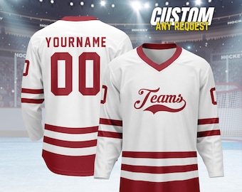 Custom Ice Hockey Jersey for Men Women Youth,Tshirt Personalized Name Number,Hockey Shirts Sports Uniform for Hockey Fans Gift H3