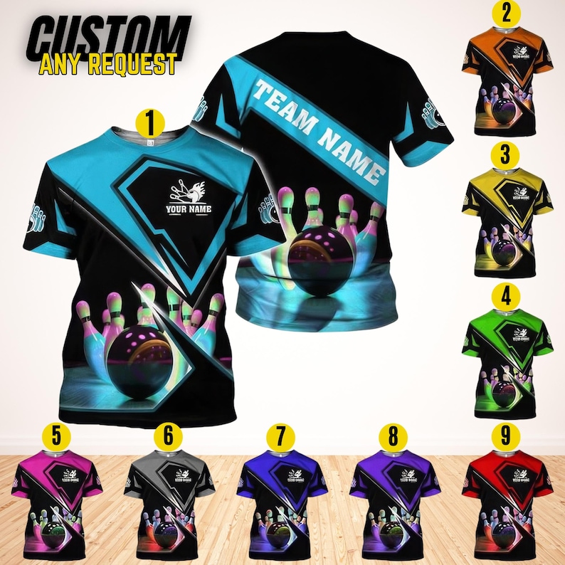 Custom Bowling Shirt,Personalized Bowling Team Name Shirt,Retro Bowling T Shirt,Bowling Party Shirt,Bowling Pin Shirts,Bowling Ball Tee BL26 image 1