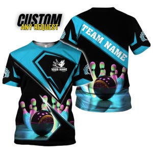 Custom Bowling Shirt,Personalized Bowling Team Name Shirt,Retro Bowling T Shirt,Bowling Party Shirt,Bowling Pin Shirts,Bowling Ball Tee BL26 image 2