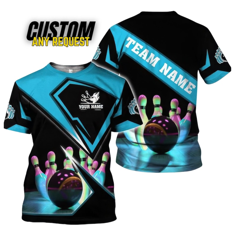 Custom Bowling Shirt,Personalized Bowling Team Name Shirt,Retro Bowling T Shirt,Bowling Party Shirt,Bowling Pin Shirts,Bowling Ball Tee BL26 image 2