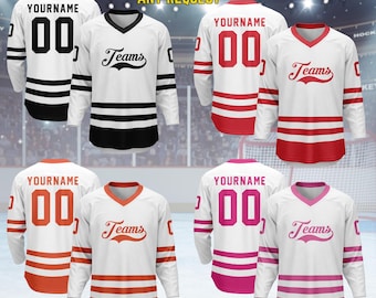 Custom Ice Hockey Jersey for Men Women Youth,Tshirt Personalized Name Number,Hockey Shirts Sports Uniform for Hockey Fans Gift H3